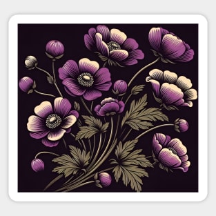 Violet Floral Illustration Sticker